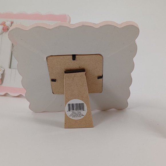 Newborn Baby Girl Photo Frame Gift Pink 3x3 Picture Free Stand Wood 6.5x6.5 Dime - Picture 7 of 12